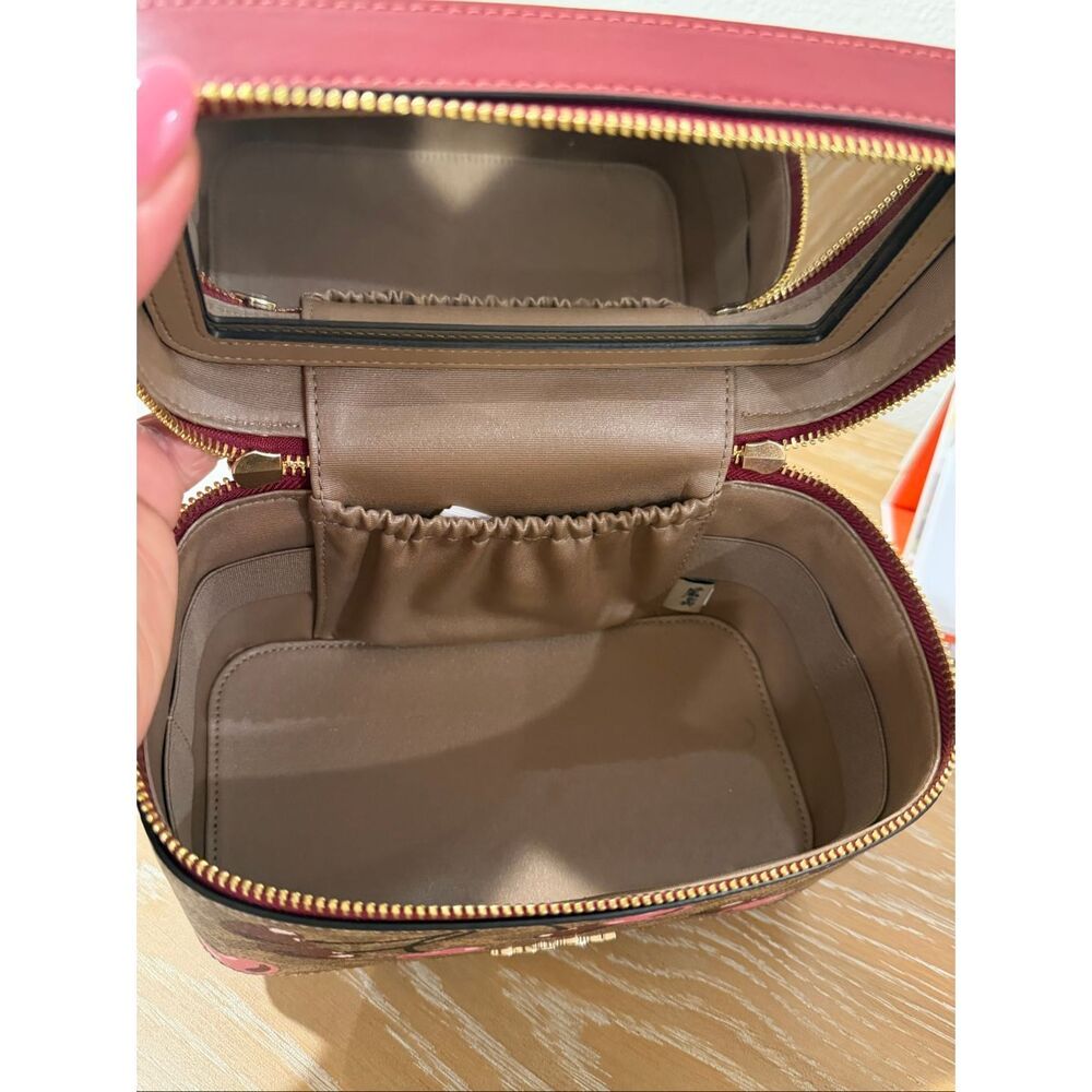 Coach Cosmetic Case In Signature Canvas With Cherry Print - Picture 3 of 4